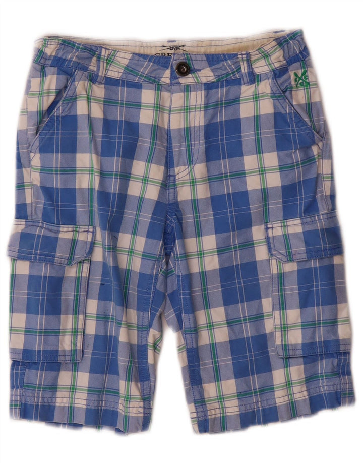 Crew Clothing Pantaloncini cargo da ragazzo 8-9 anni W24 Cotone a quadri blu