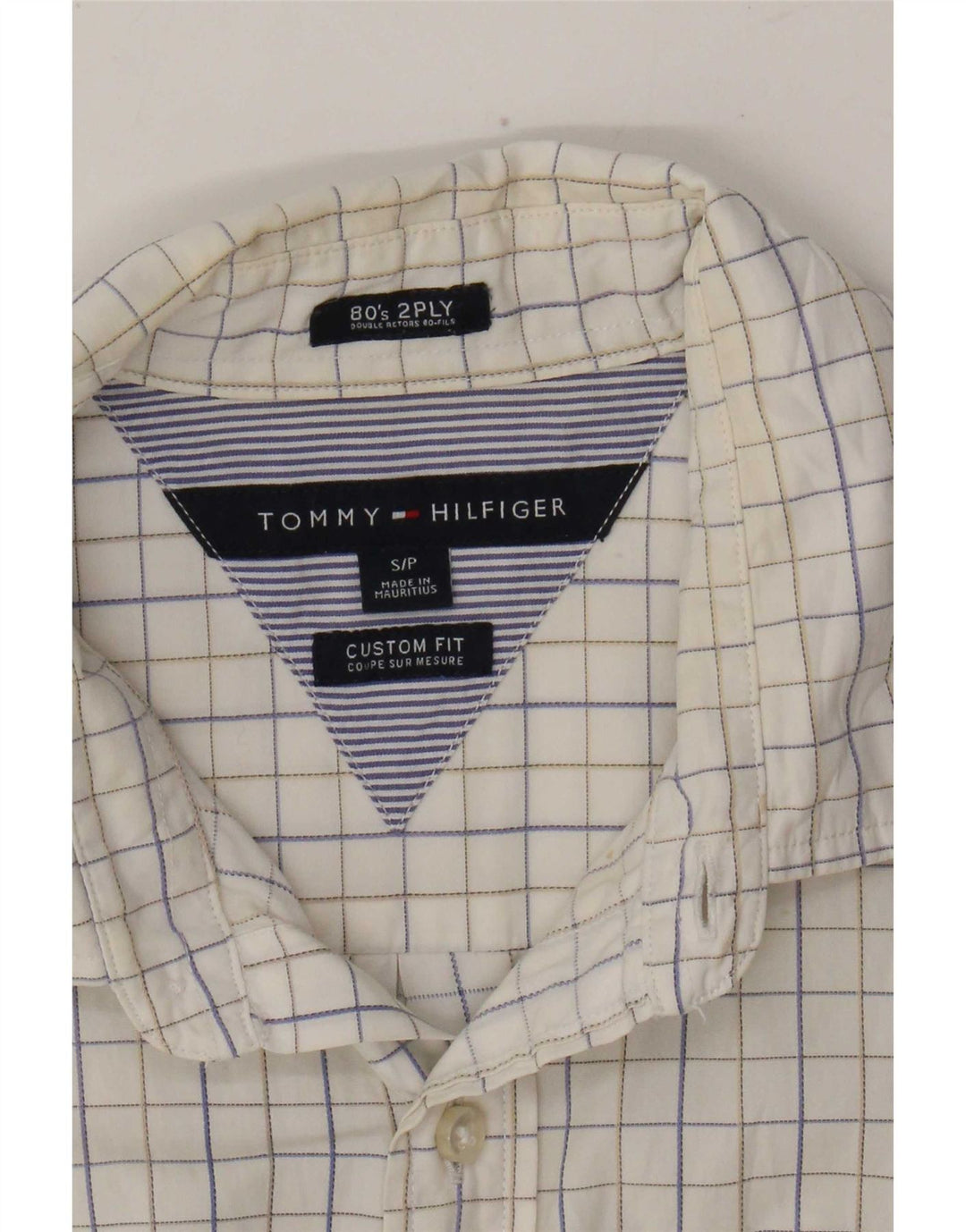 Camicia da uomo su misura Tommy Hilfiger a quadri bianchi piccoli