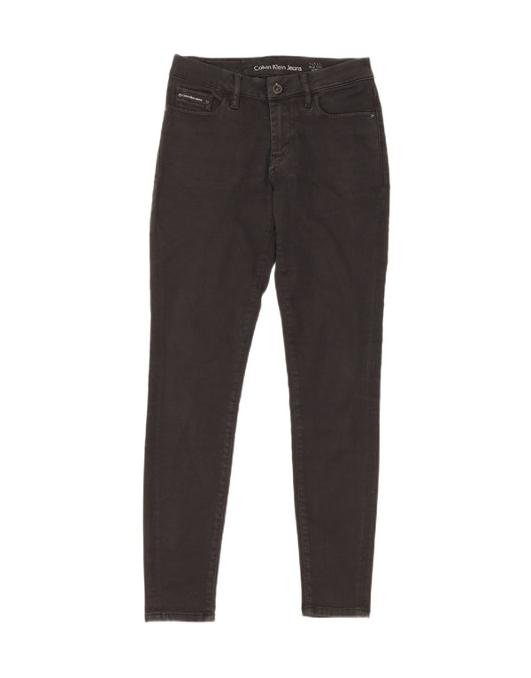 Jeans skinny da donna a vita media Calvin Klein W25 L30 cotone nero