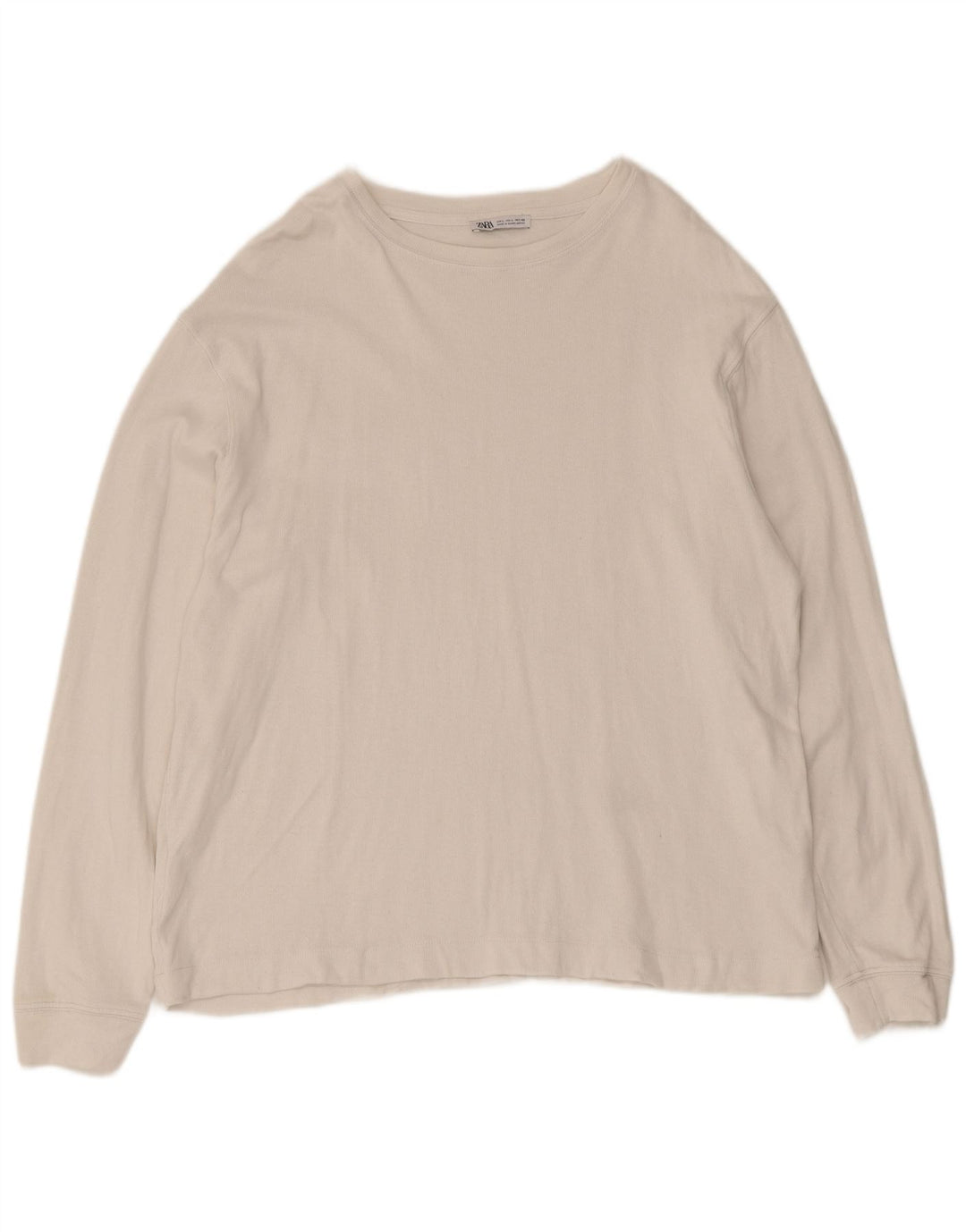 Top Zara da uomo a maniche lunghe grande in cotone bianco