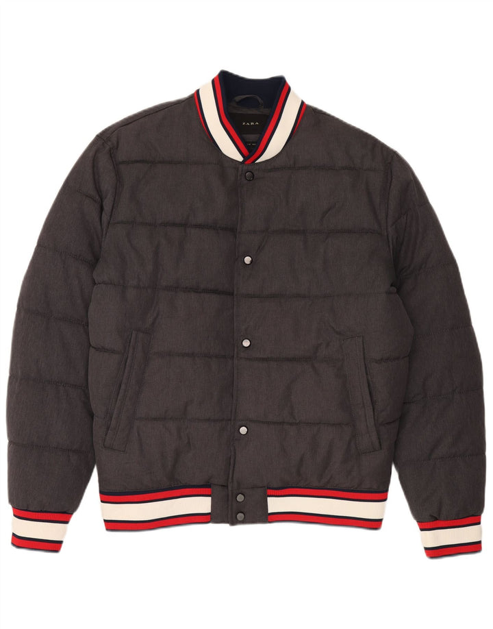 Giacca imbottita da uomo Zara UK 40 grande poliestere grigio