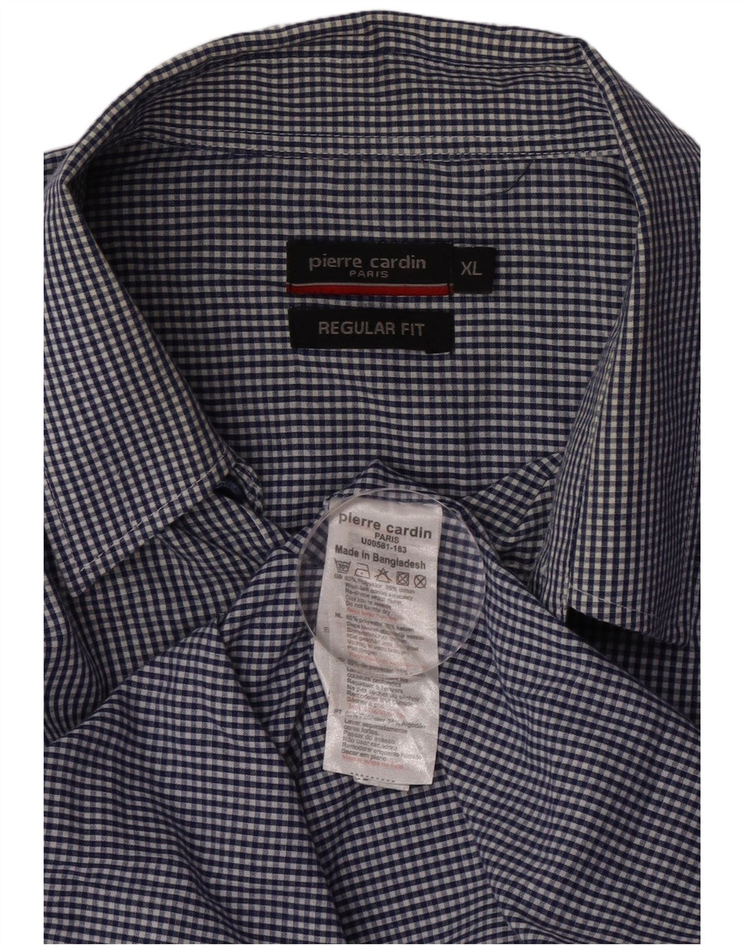Camicia Pierre Cardin da uomo vestibilità regolare XL poliestere a quadretti blu navy