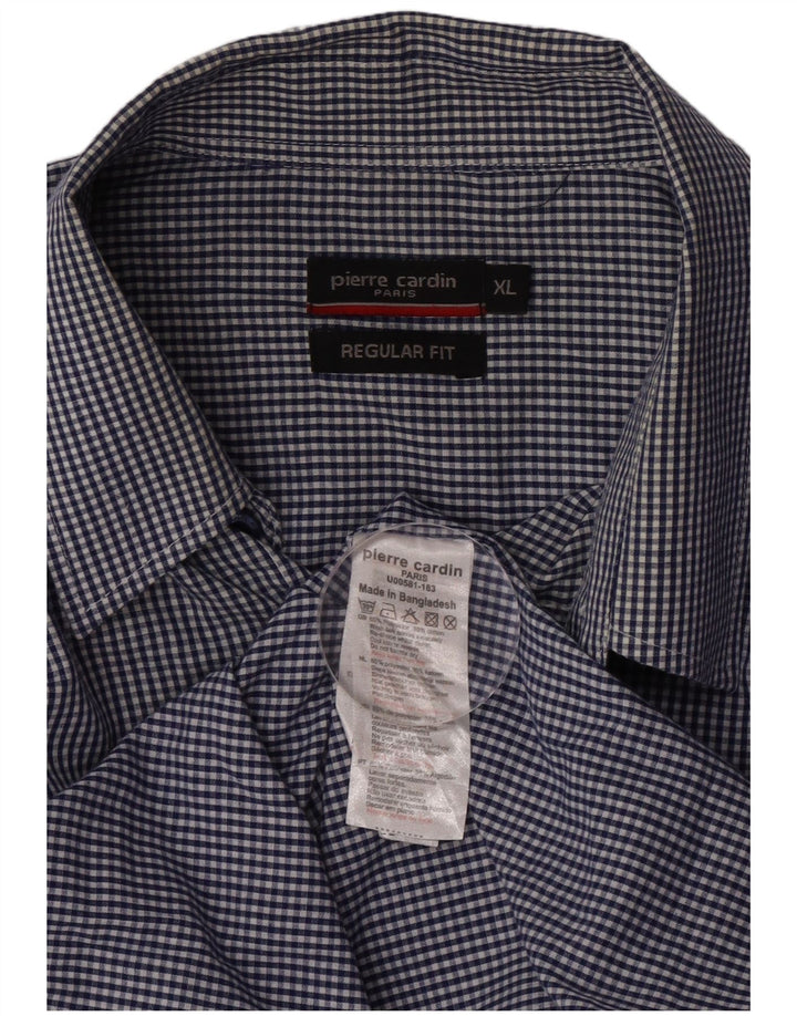 Camicia Pierre Cardin da uomo vestibilità regolare XL poliestere a quadretti blu navy