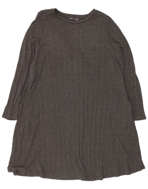 Abito t-shirt a maniche lunghe da donna Marks & Spencer UK 24 4XL Grigio a righe