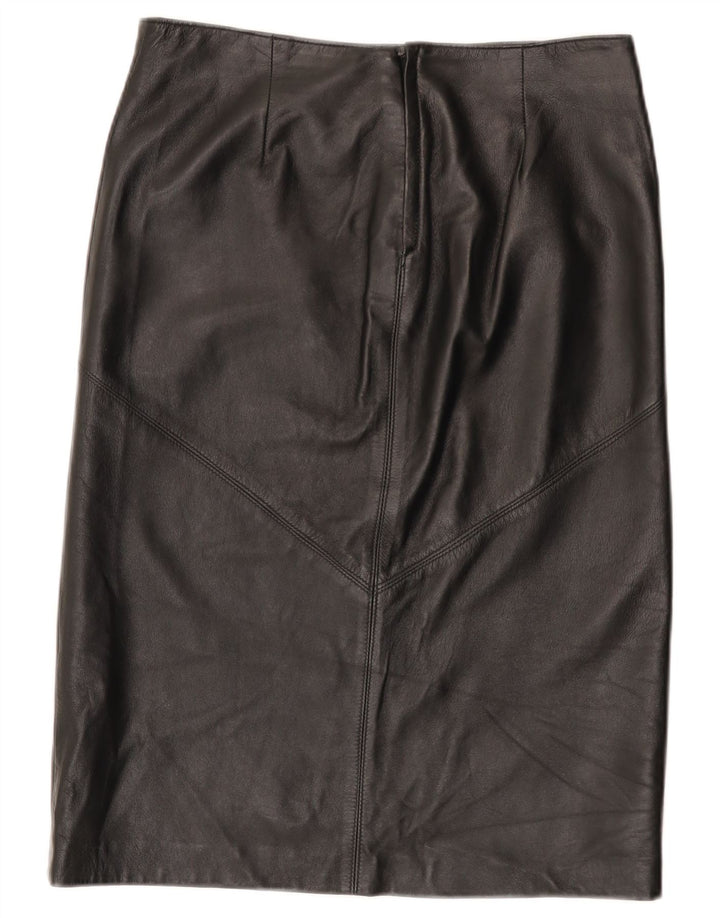Gonna in pelle vintage da donna IT 44 media W30 in pelle nera
