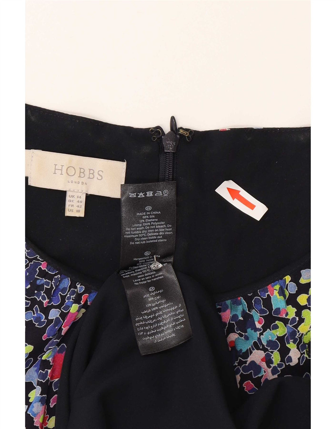 Abito tubino regolare da donna Hobbs UK 14 Seta screziata multicolore media