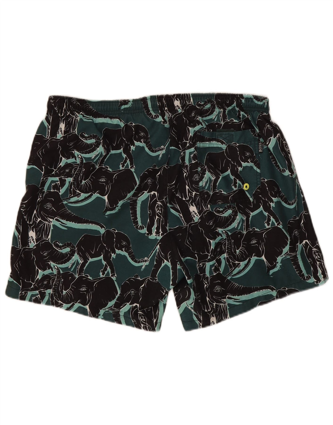 Pantaloncini da bagno da uomo Hugo Boss verde medio con stampa animalier