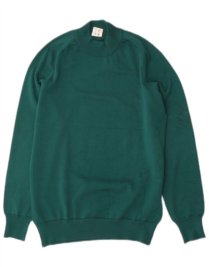 Maglione maglione vintage da donna con collo dolcevita UK 12 Verde medio