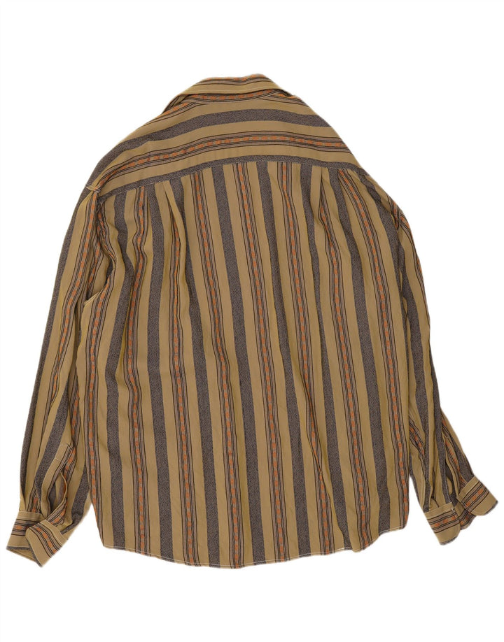 Camicia vintage da uomo XL in viscosa a righe kaki