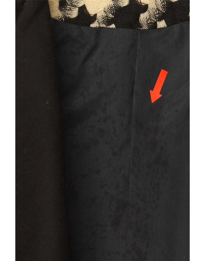 Giacca blazer vintage da donna a 1 bottone UK 16 grande pied de poule nero