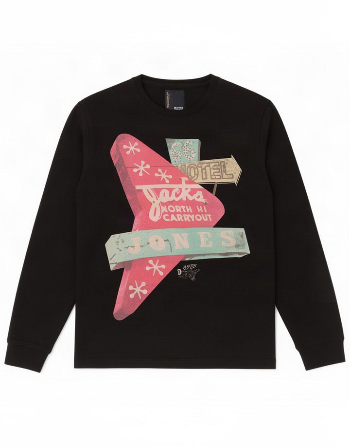 Jack & Jones Top grafico da uomo a maniche lunghe grande nero