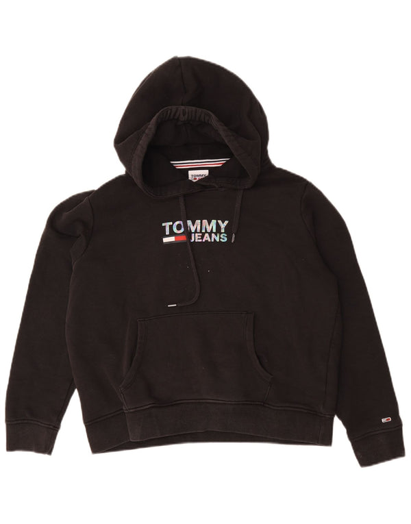 Maglione con cappuccio grafico da donna Tommy Hilfiger UK 14 cotone nero medio