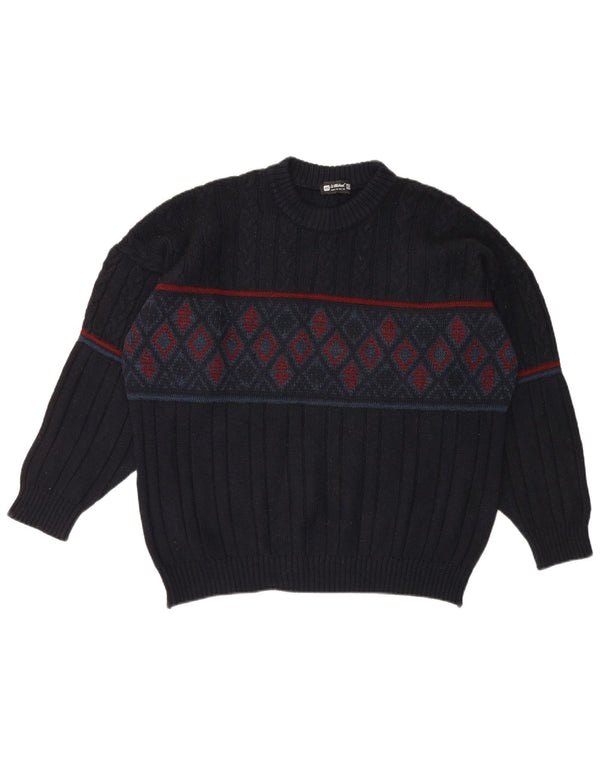 Maglione maglione girocollo da uomo St Michael UK 46 2XL Blu navy Argyle/Diamante
