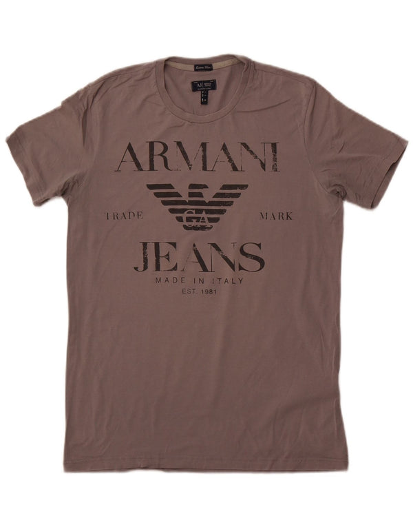 Armani Jeans T-shirt grafica extra slim da uomo, grande, in cotone grigio