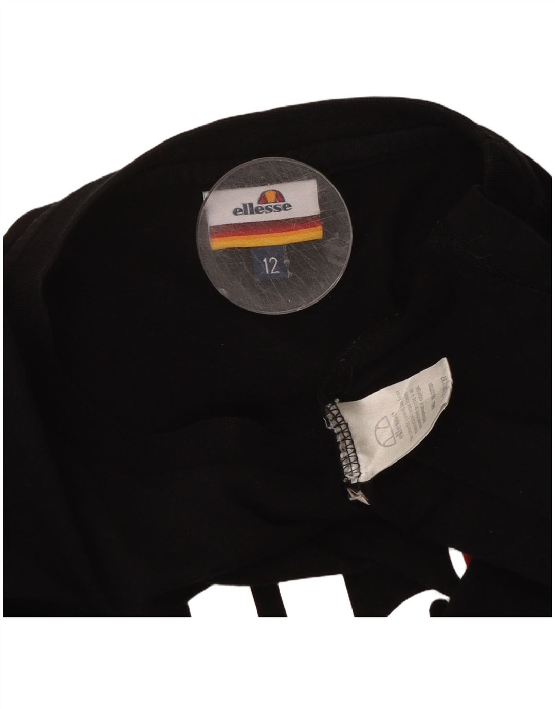 ELLESSE Womens Graphic T-Shirt Top UK 12 Medium Black Cotton