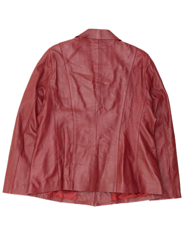 Giacca blazer in pelle da donna a 3 bottoni Deubo EU 46 XL in pelle bordeaux