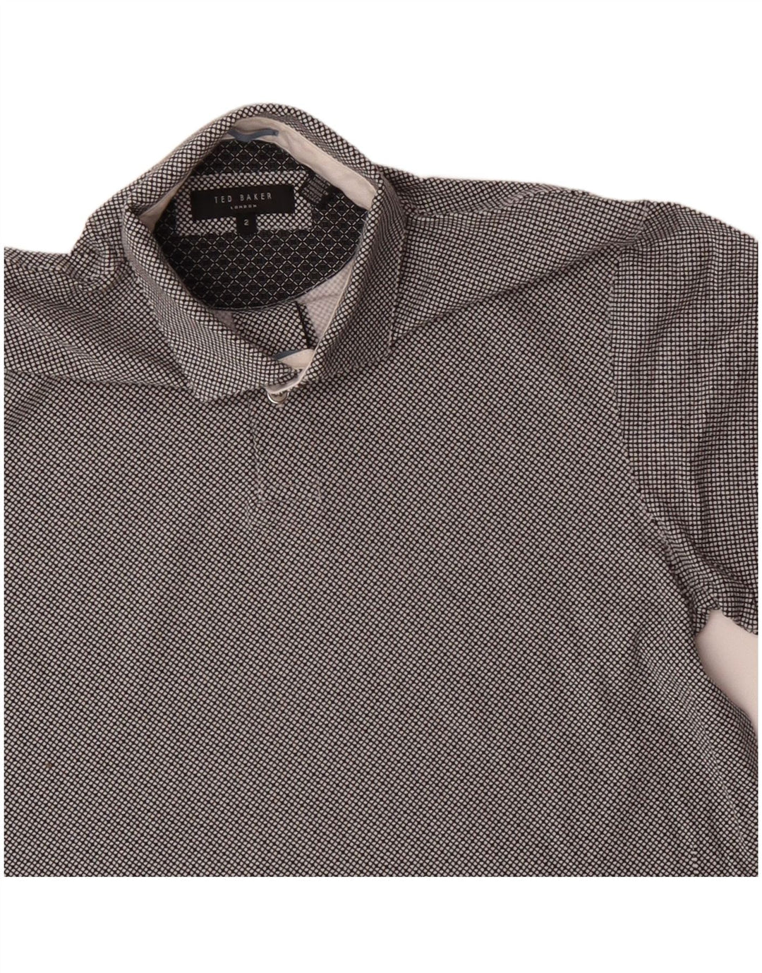 Polo da uomo Ted Baker taglia 2 piccola in cotone grigio a quadri