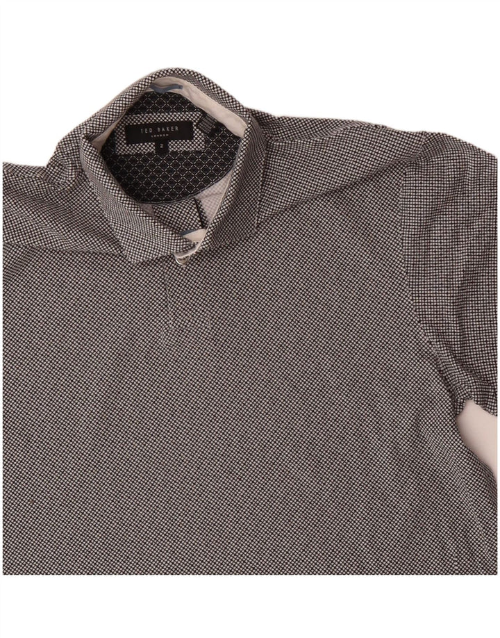 Polo da uomo Ted Baker taglia 2 piccola in cotone grigio a quadri