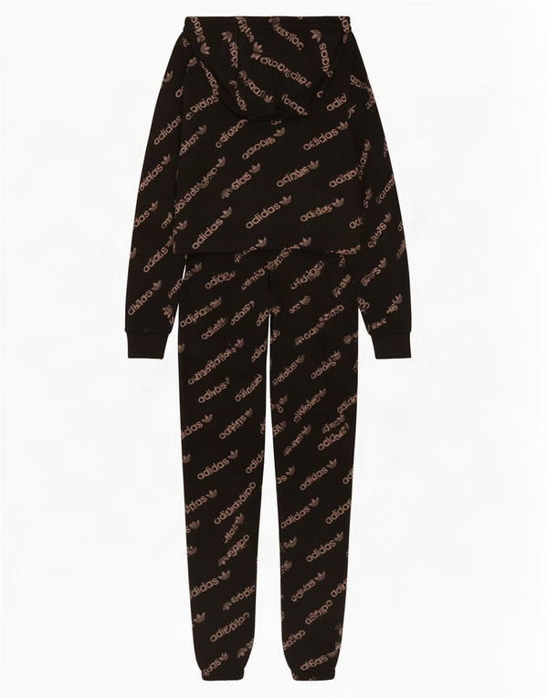 Tuta intera Adidas da donna con grafica UK 4 XS nera in cotone