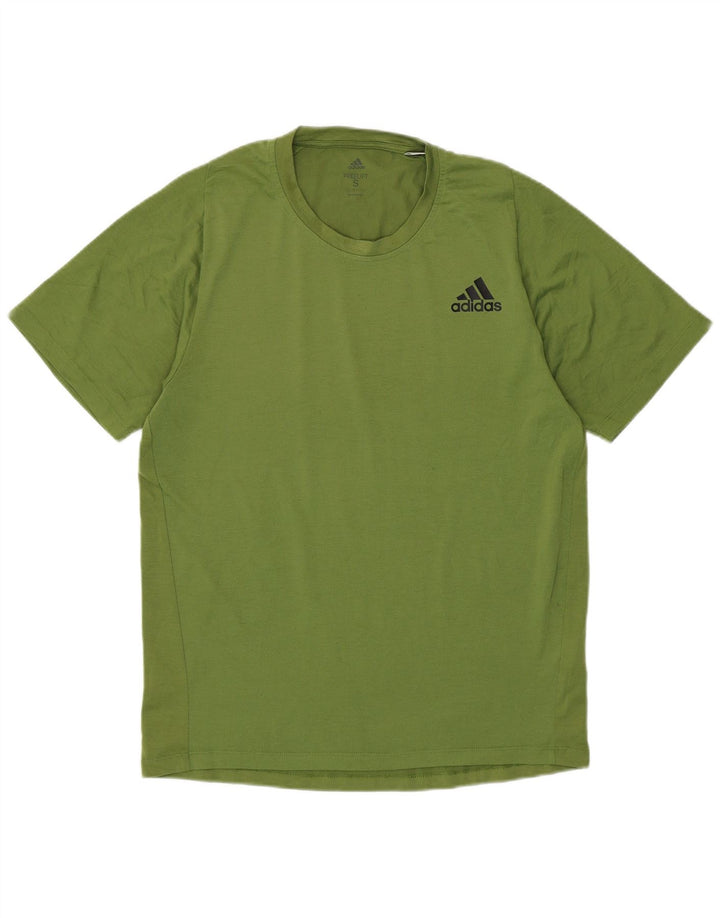 T-shirt Adidas Climalite da uomo piccola in cotone verde