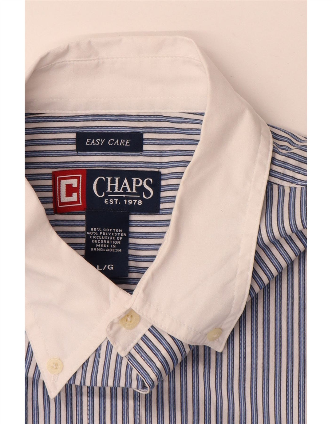 Chaps Camicia da uomo Easy Care, cotone a righe grandi blu