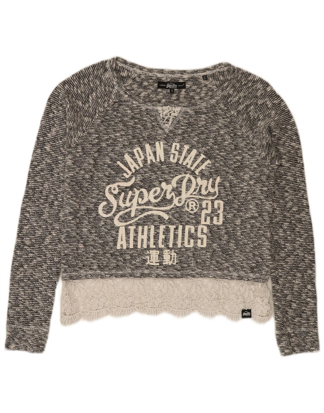 Maglione da donna oversize con scollo a barchetta corto Superdry UK 6 XS cotone grigio