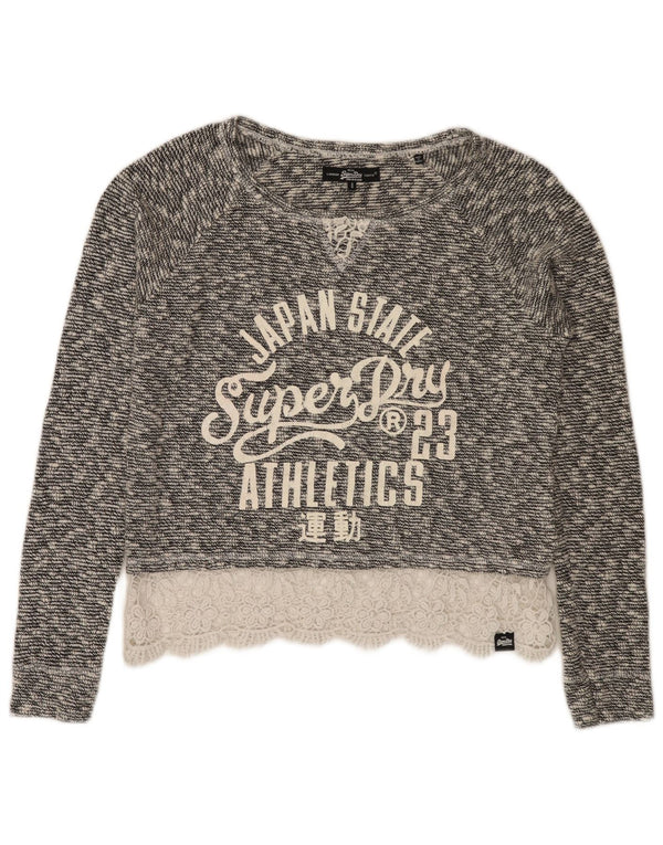 Maglione da donna oversize con scollo a barchetta corto Superdry UK 6 XS cotone grigio