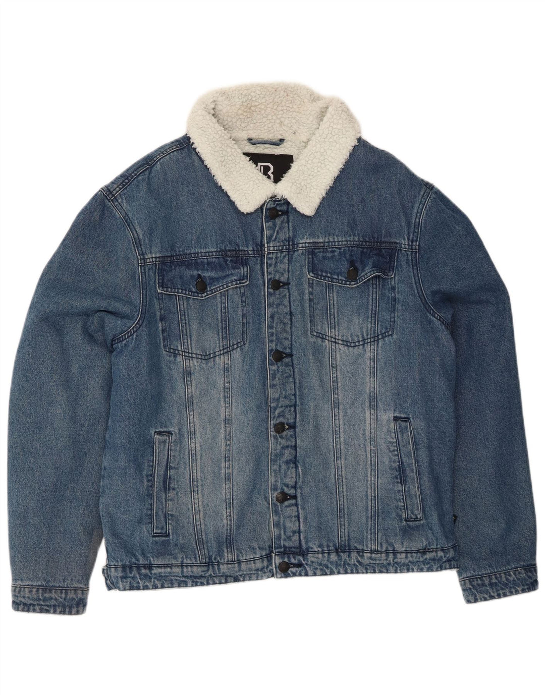 BRANDIT Giacca in denim Sherpa da uomo UK 40 grande cotone blu
