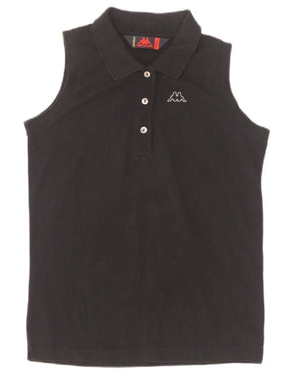 Polo senza maniche da donna Kappa UK 10 piccola in cotone nero