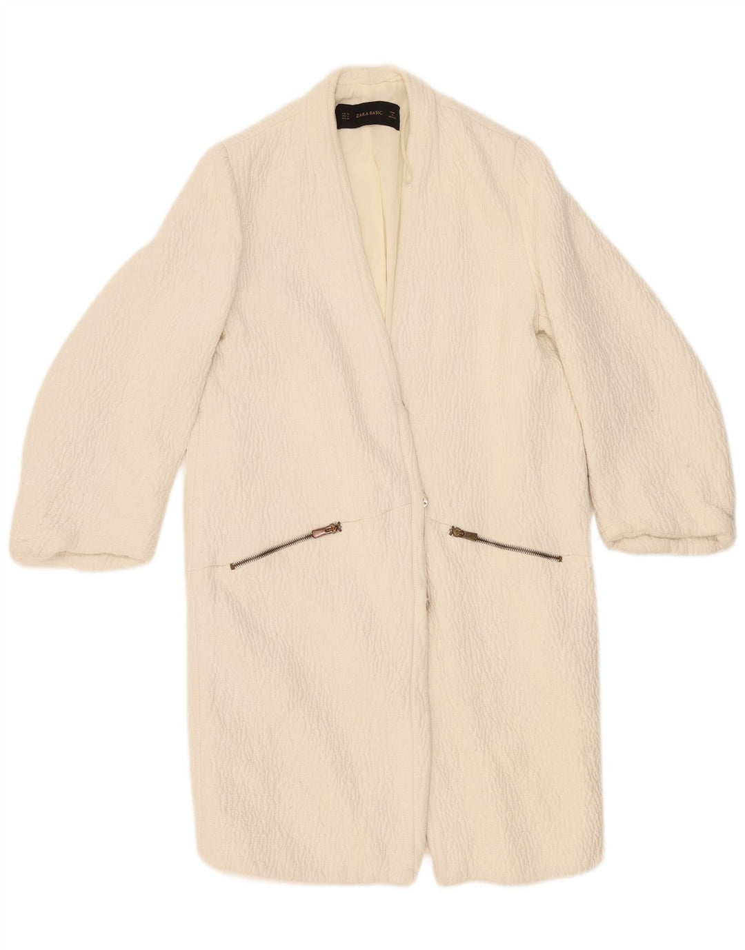 Cappotto da donna Zara UK 14 Poliestere bianco sporco medio