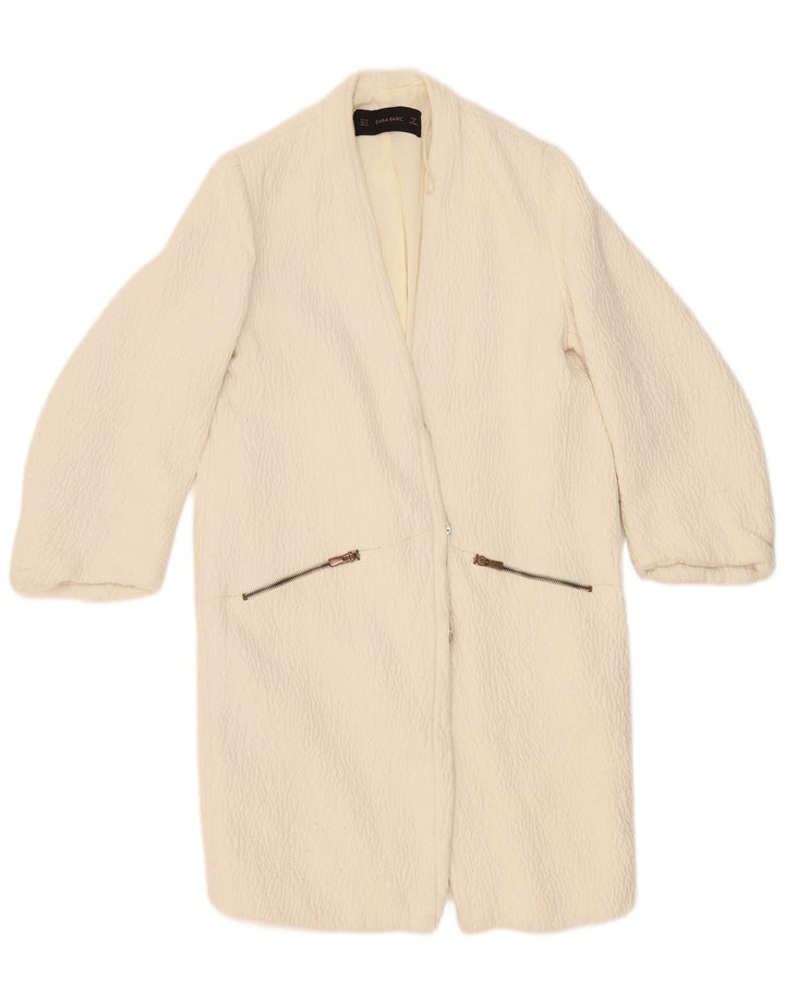 Cappotto da donna Zara UK 14 Poliestere bianco sporco medio