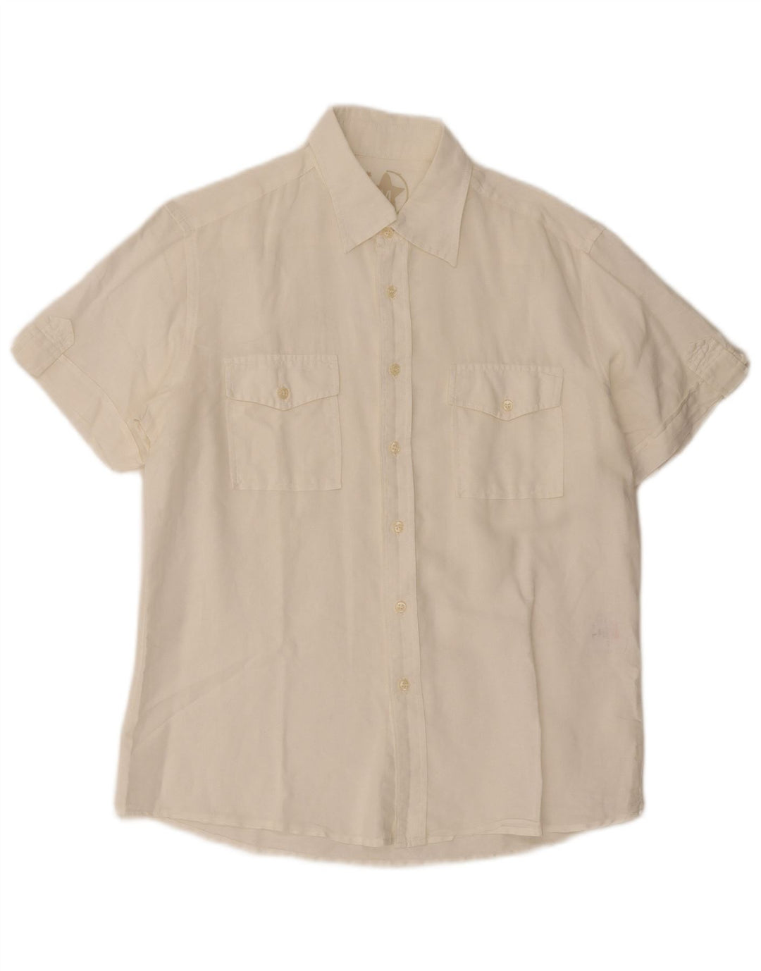 Camicia a maniche corte da uomo Mash grande in lino bianco sporco