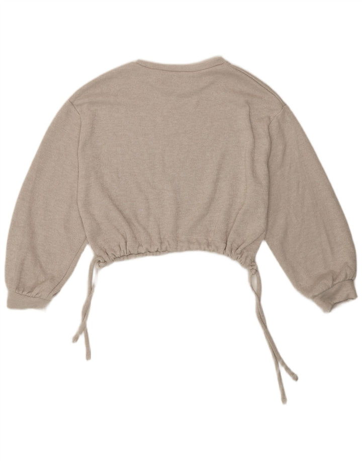 Top corto da donna Zara in camicetta UK 16 grande poliestere chiazzato grigio