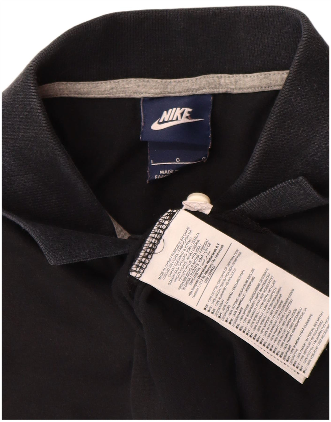 Polo grafica da uomo Nike Large in cotone color block nero