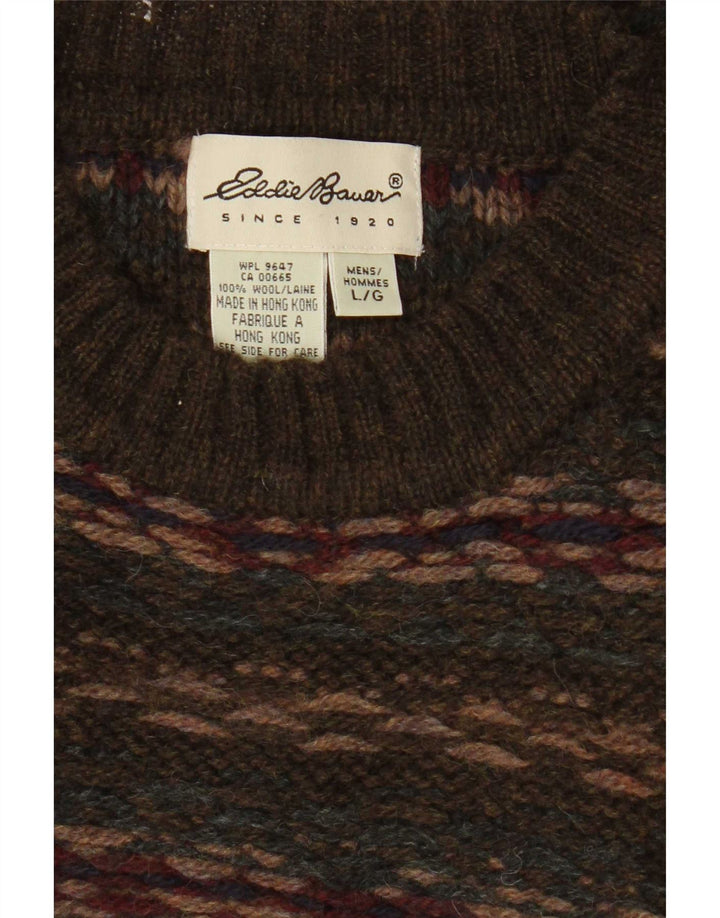 Eddie Bauer Maglione da uomo girocollo vestibilità regolare a righe grandi color kaki