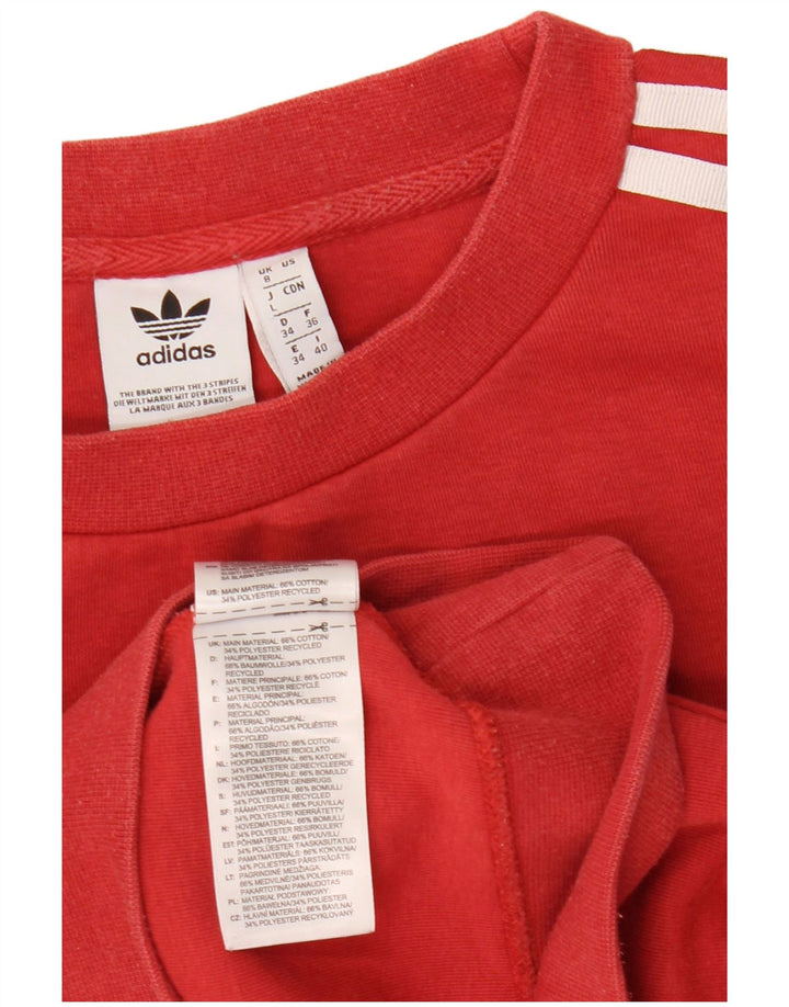Felpa oversize da donna ADIDAS UK 8 piccola in cotone rosso