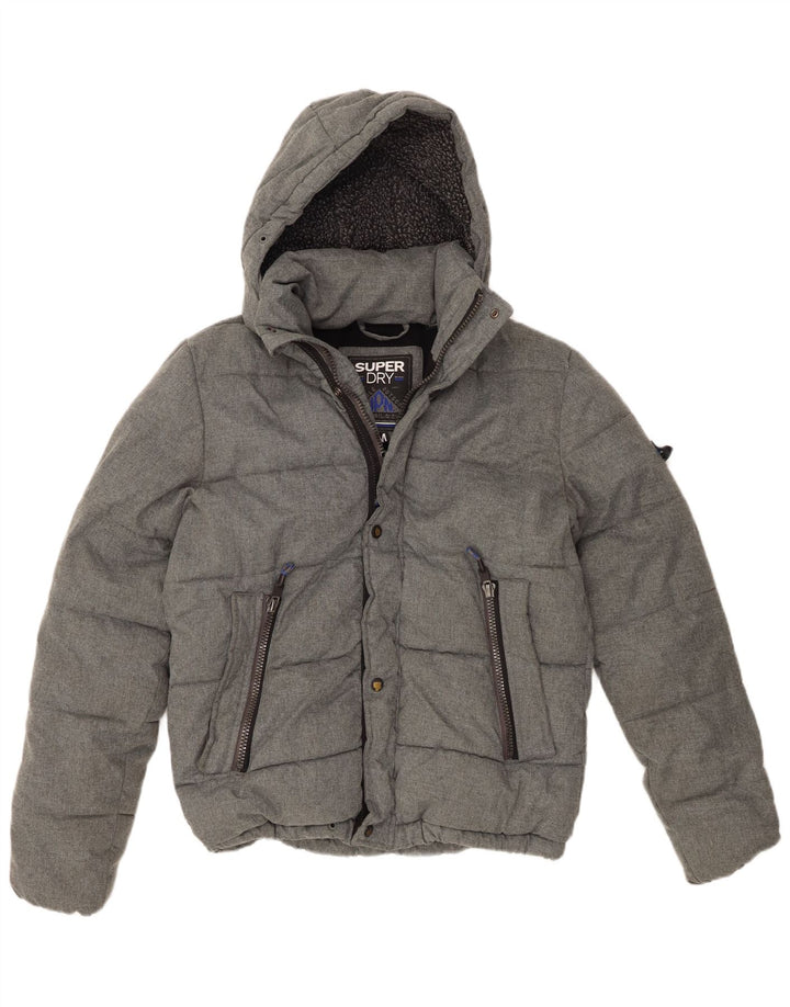 Giacca imbottita con cappuccio da uomo Superdry UIK 38 poliestere grigio medio