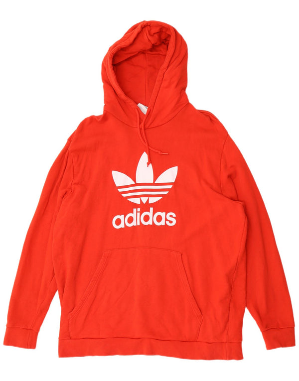 Felpa con cappuccio grafica da uomo Adidas 2XL cotone rosso