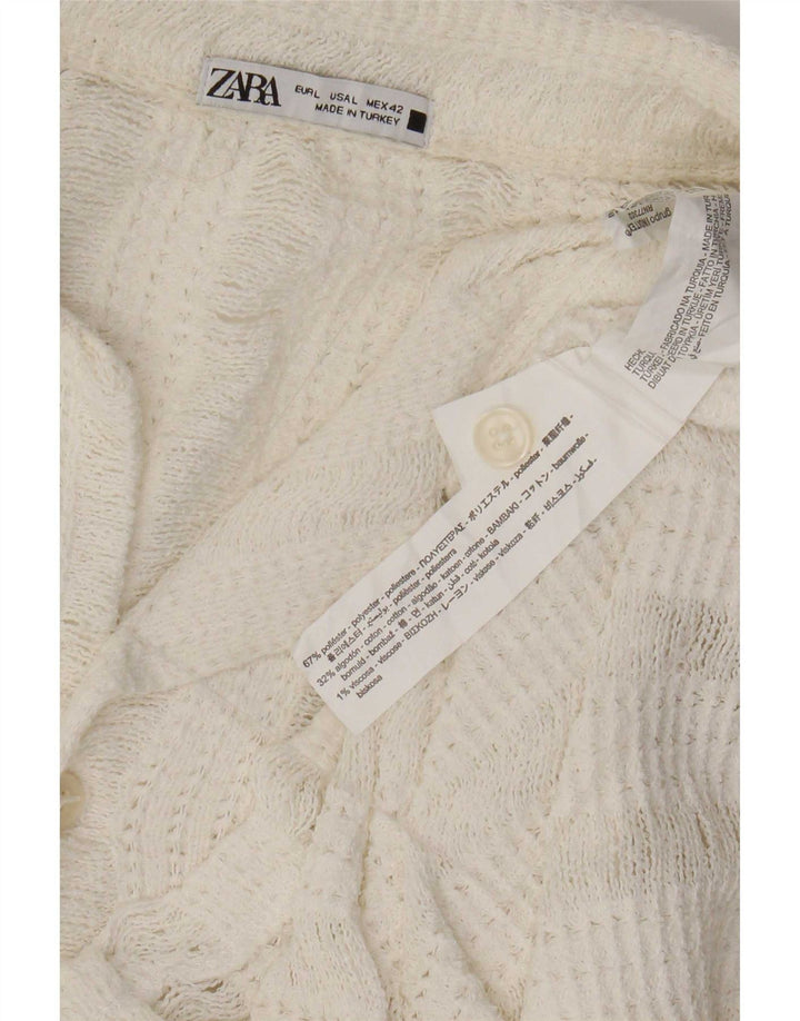 Maglia Zara da uomo a maniche corte in maglia di poliestere a righe bianche grandi