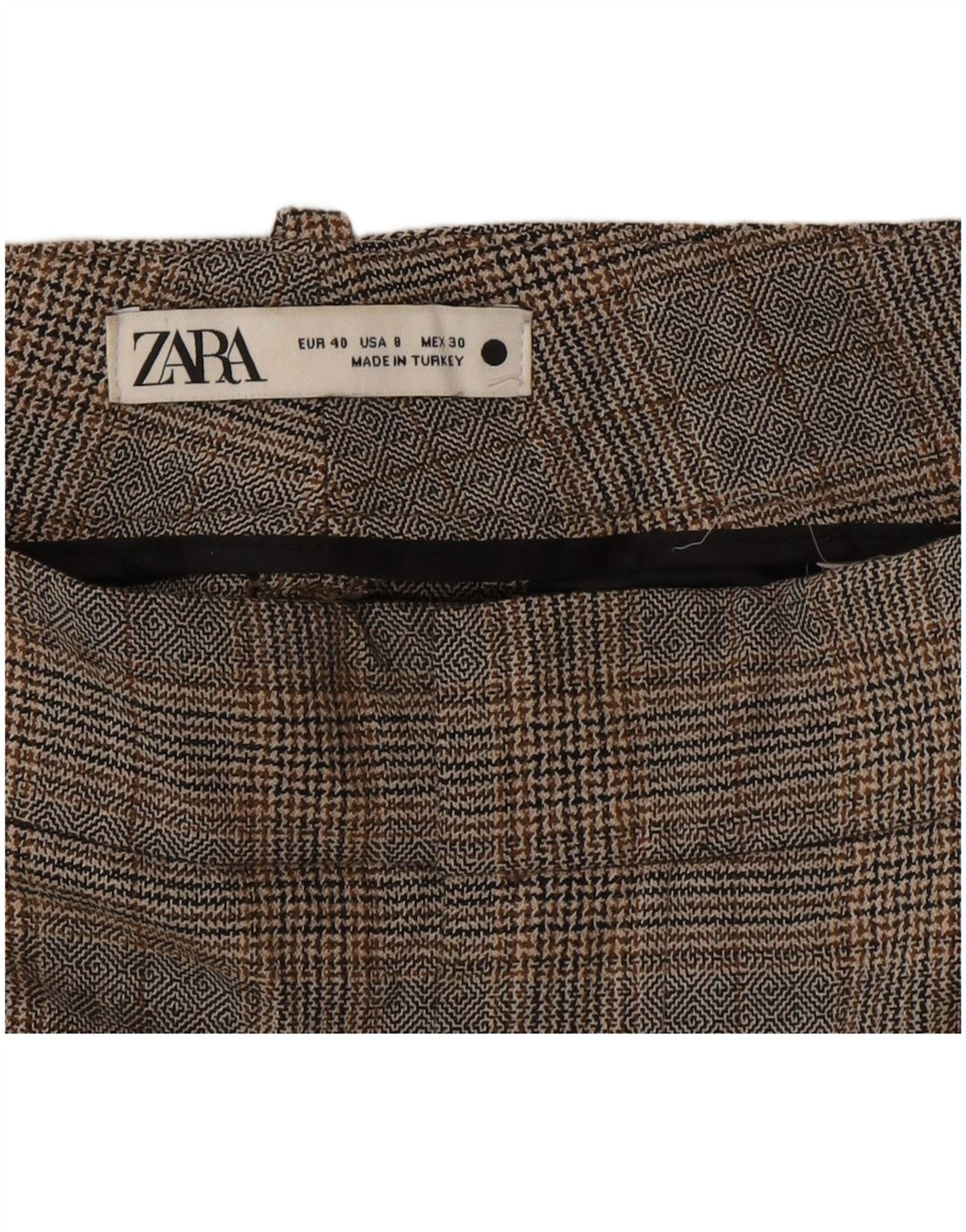 Pantaloni corti da donna Zara EU 40 medi W30 L28 poliestere a quadri grigi