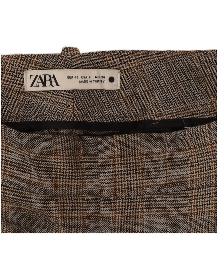 Pantaloni corti da donna Zara EU 40 medi W30 L28 poliestere a quadri grigi