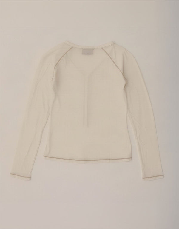 Marlboro Classics Top da donna a maniche lunghe UK 10 Small Bianco sporco