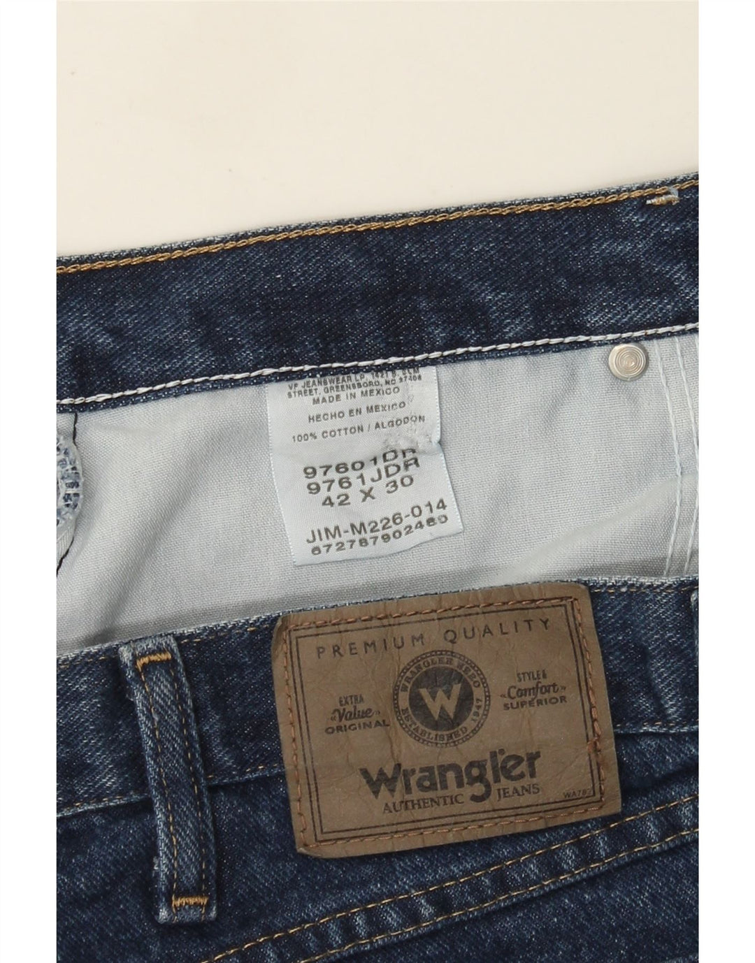 Jeans dritti da uomo Wrangler W42 L30 cotone blu