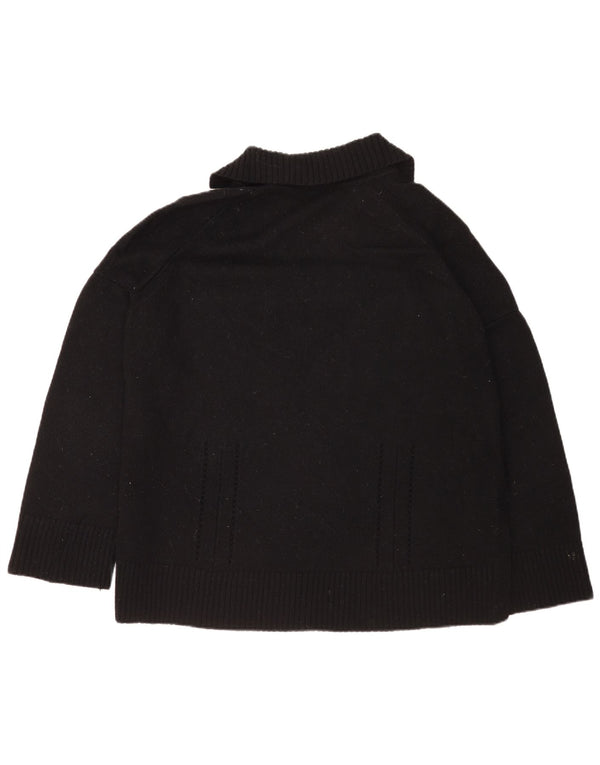 Maglione da donna con collo a polo, vestibilità comoda, Cos, UK 16, grande, in lana nera