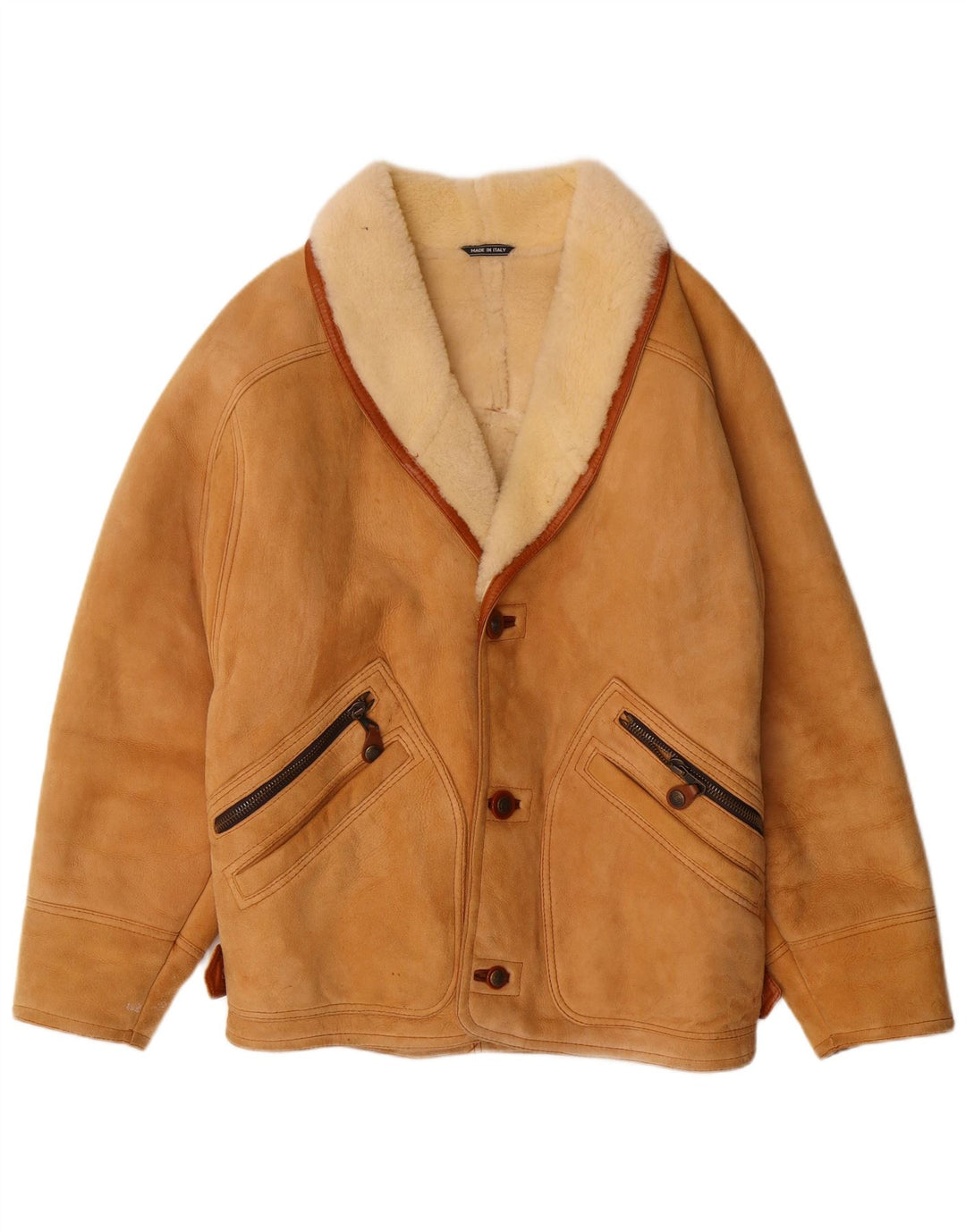 Giacca in montone DIBI Uomo Uomo IT 46 Small Beige Shearling Classic
