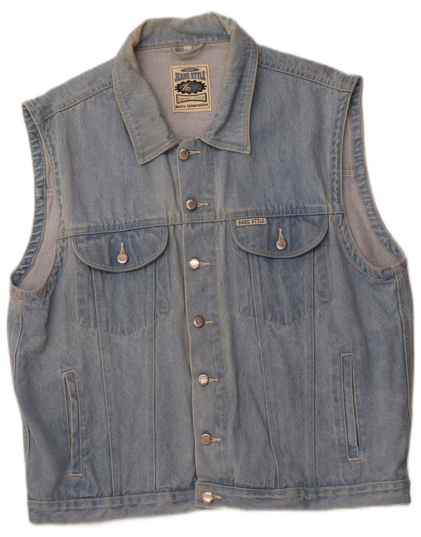 MARCEL CLAIR Gilet in denim da uomo UK 42 XL Cotone blu