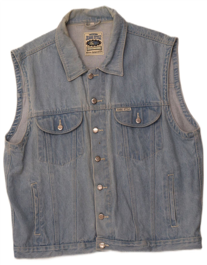MARCEL CLAIR Gilet in denim da uomo UK 42 XL Cotone blu