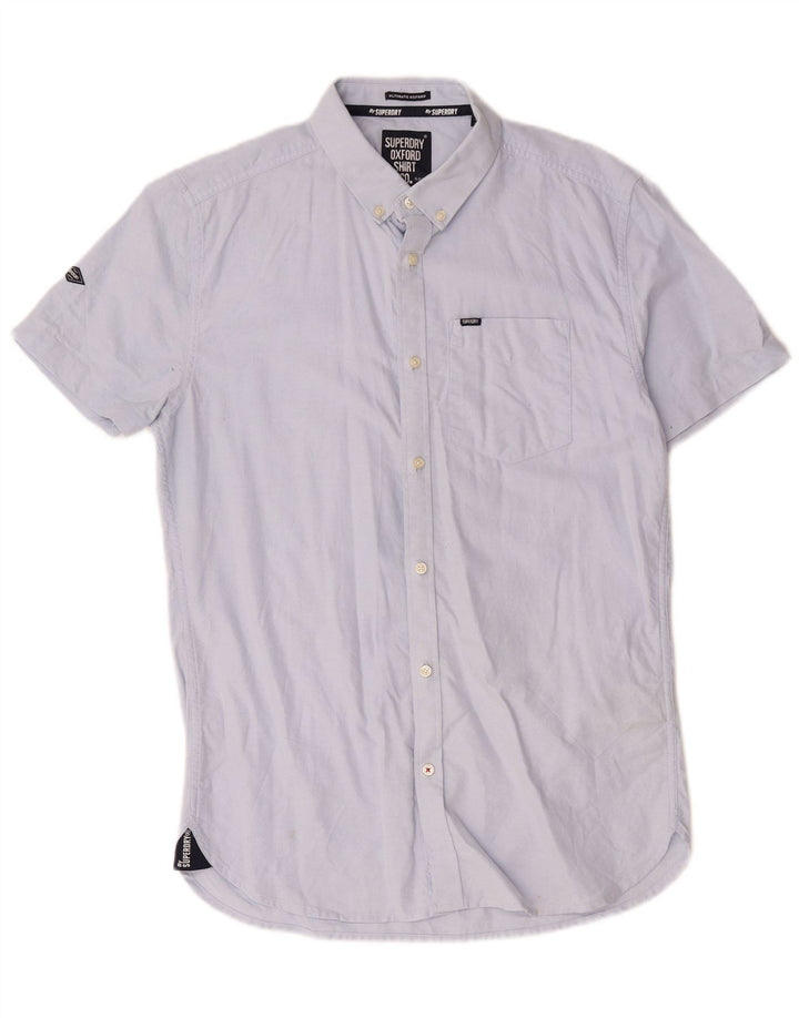 Camicia a maniche corte da uomo Superdry in cotone blu medio
