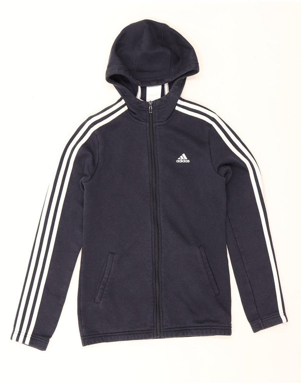 Adidas Girls Zip Hoodie Sweater 13-14 Years Navy Blue Cotton