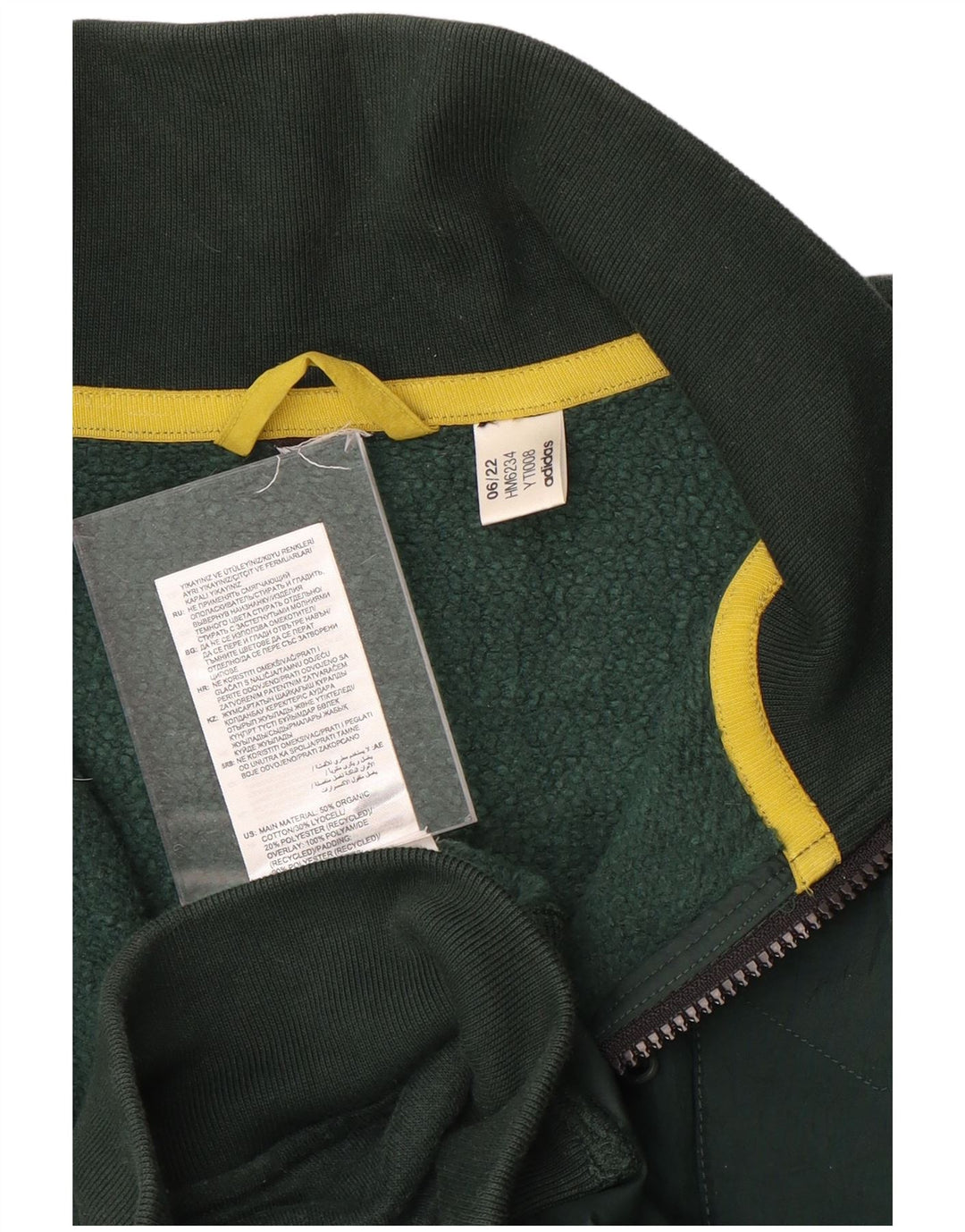 Giacca da ginnastica da uomo Adidas in cotone verde medio